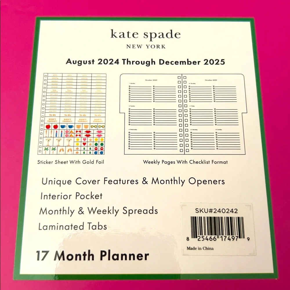 Kate Spade Fuchsia Spiral Planner